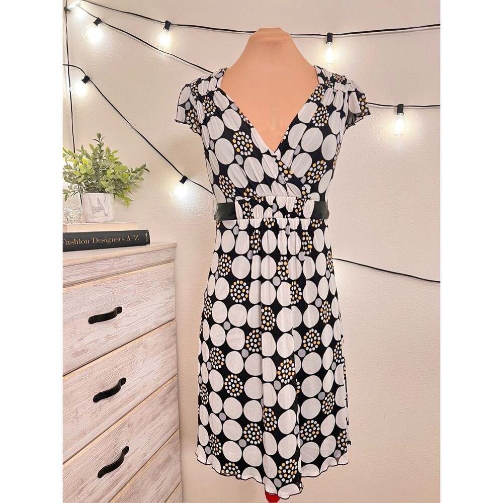 Vintage Y2K Sangria Petite Polka Dot Dress Sz 8P Black White Retro Coquette